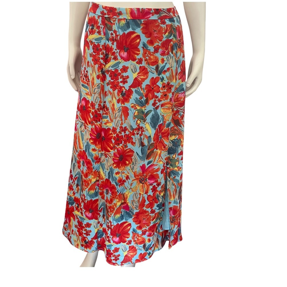 Philosophy Republic Clothing Floral Maxi Skirt XL Red Blue Polyester